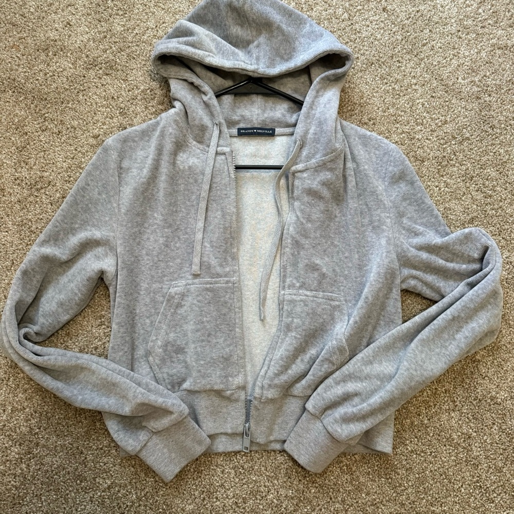 brandy melville cropped velvet jacket